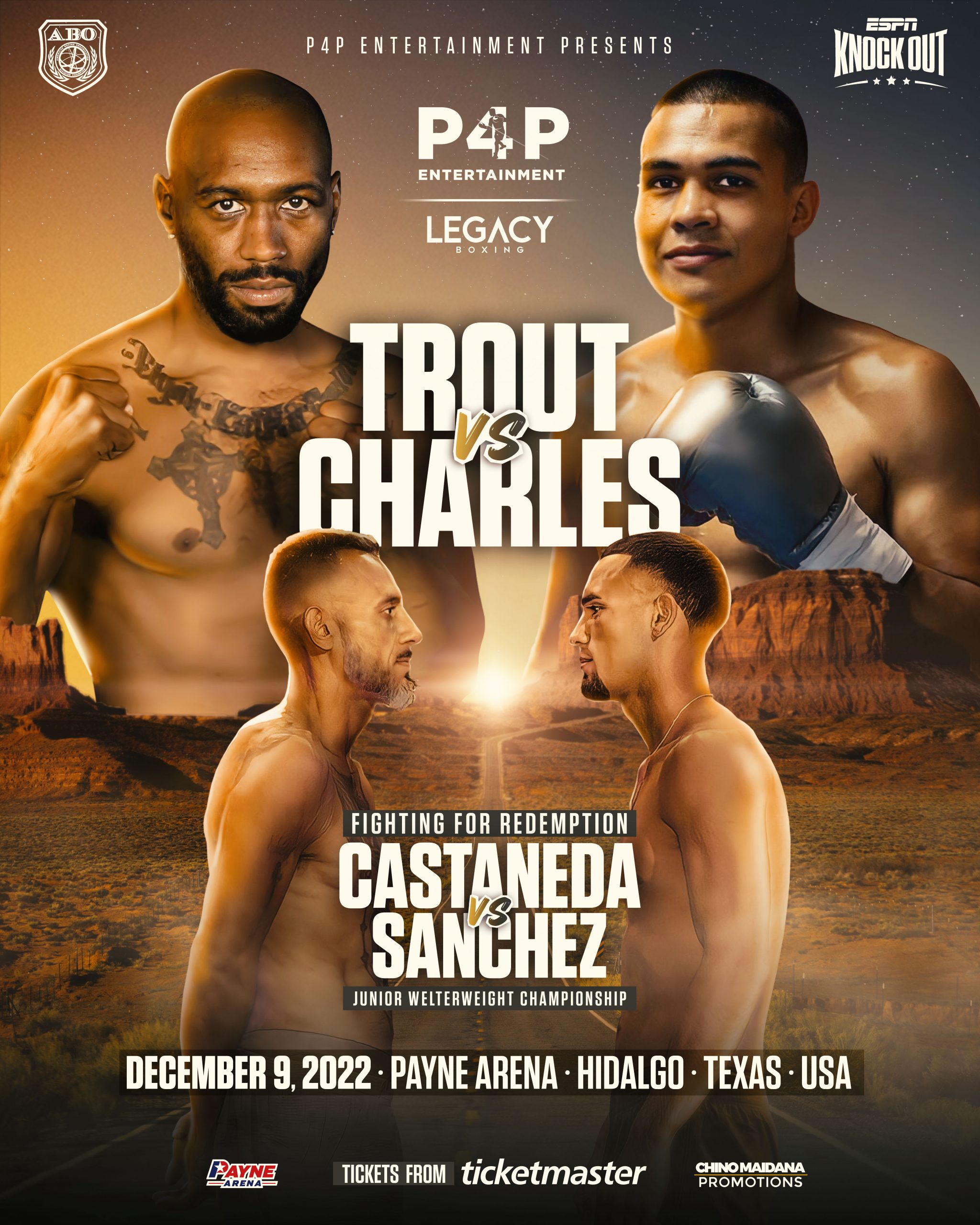 Austin Trout boxing against Jose Sanchez Charles in Hidalgo, Texas